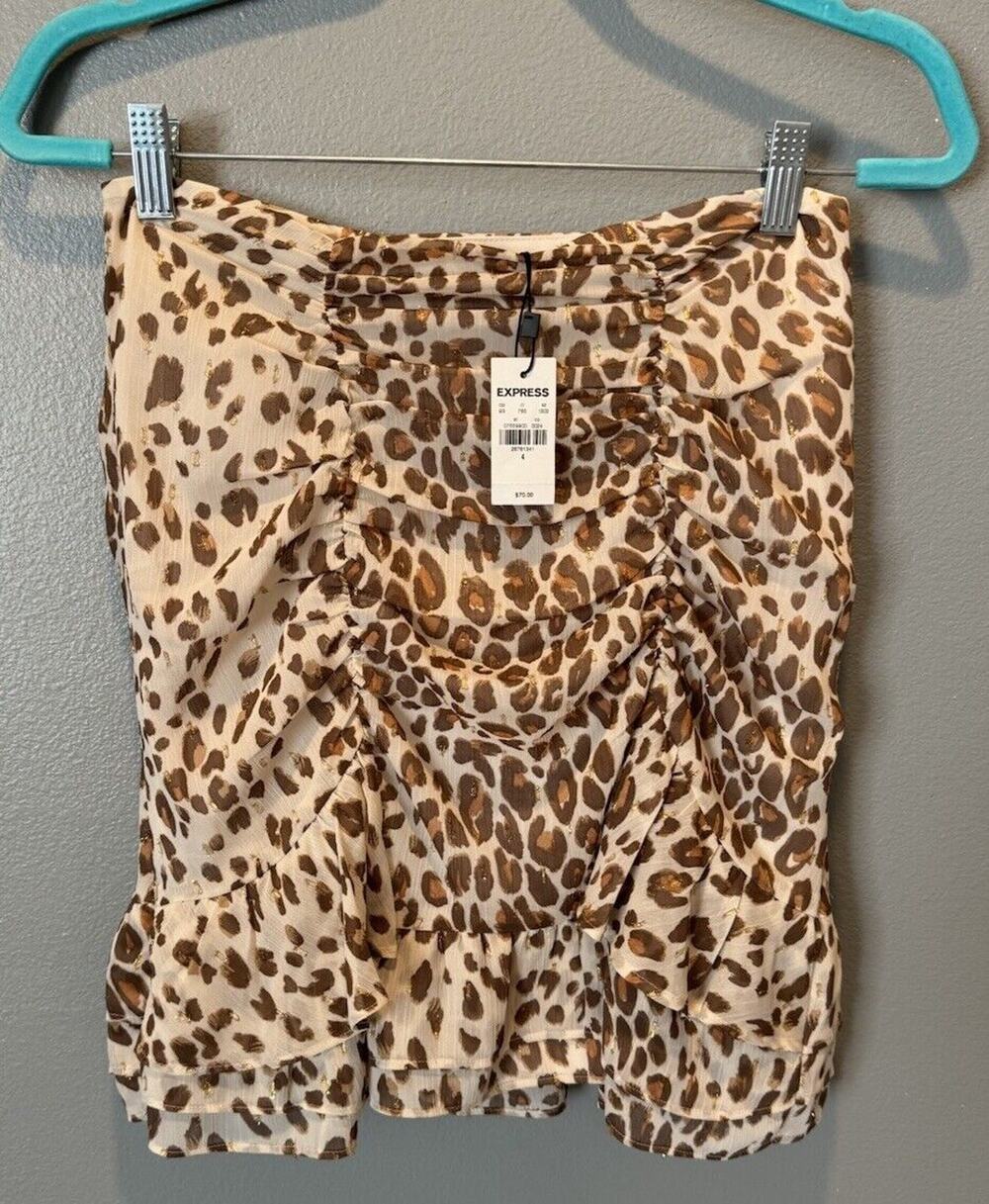 NWT Express Animal Print Gathered Mini Skirt Women's Size 4